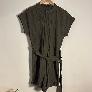 Army Green Rayon Romper by On Twelfth Size M
